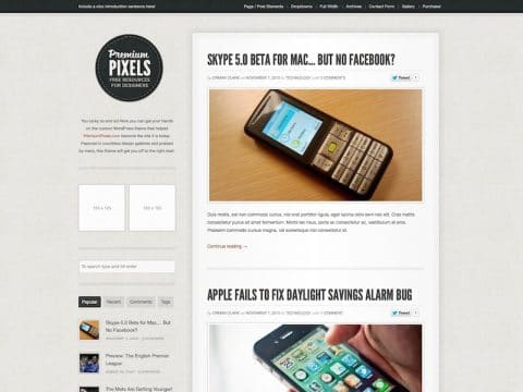 Premium Pixels Blog WP Theme