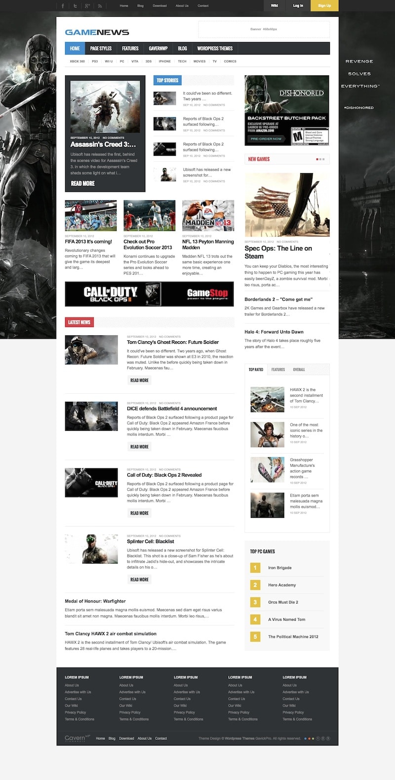 Game News Responsive WP Game Theme | Themes Directory