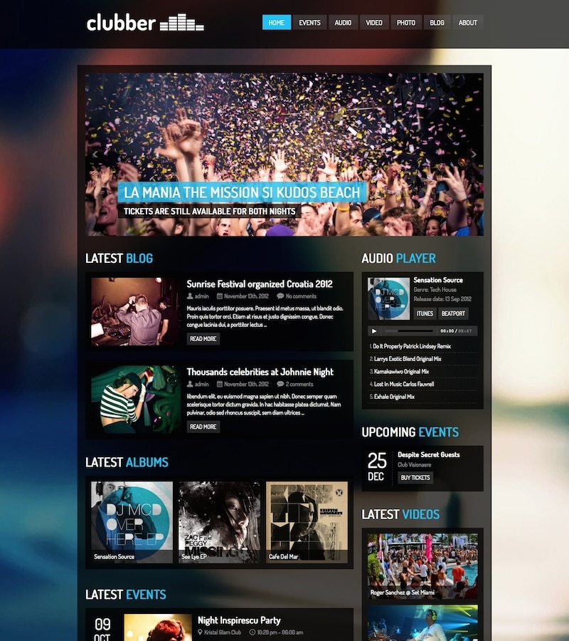 Clubber Music WordPress Theme | Themes Directory