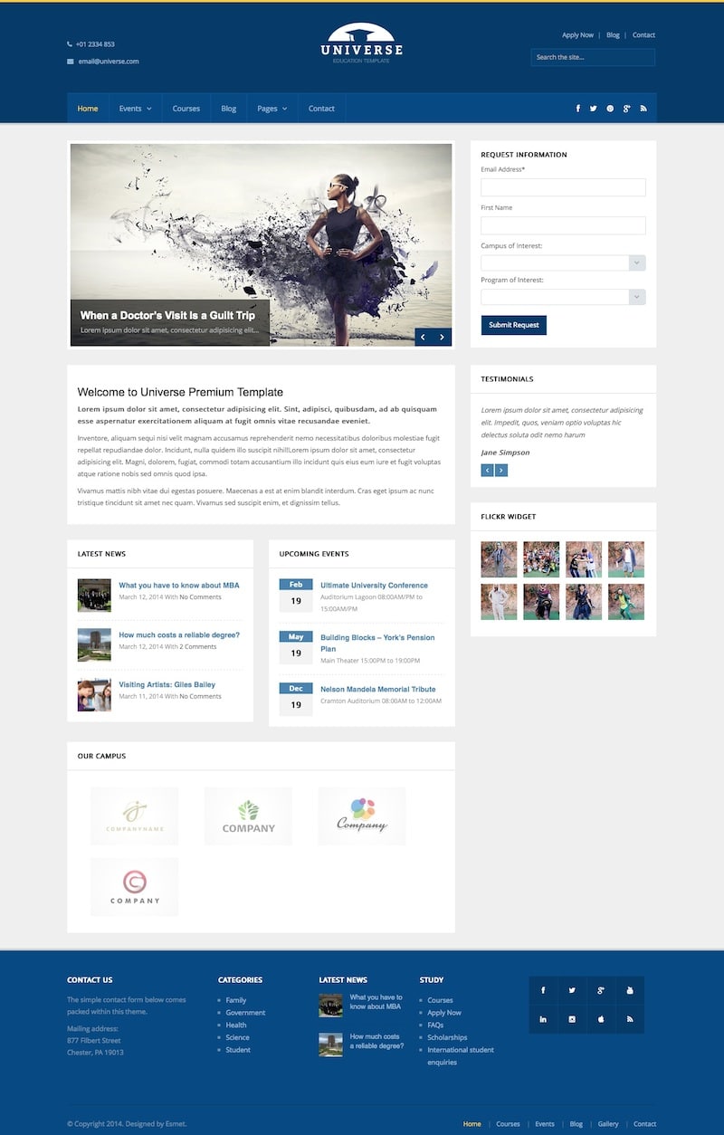 Universe Education WordPress Theme | Themes Directory