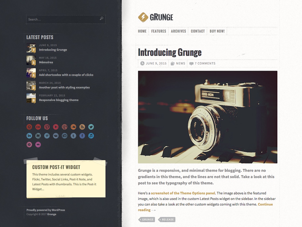 Grunge - Stylish Blog WordPress Theme | WordPress Themes Directory