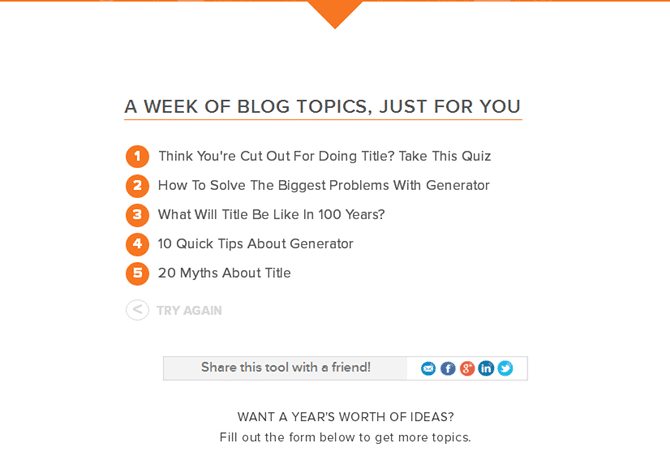 Hubspot Blog Ideas Generator Results