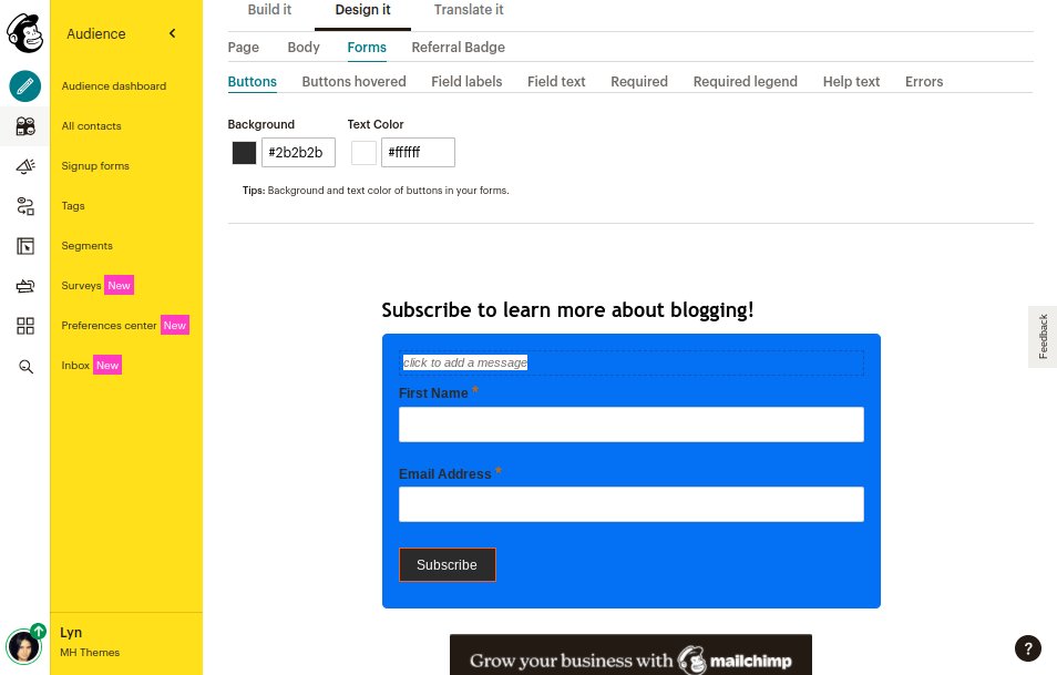 Mailchimp - Form Builder Design