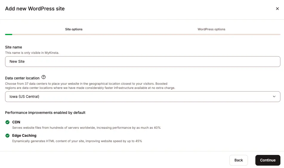 Wordpress add site options