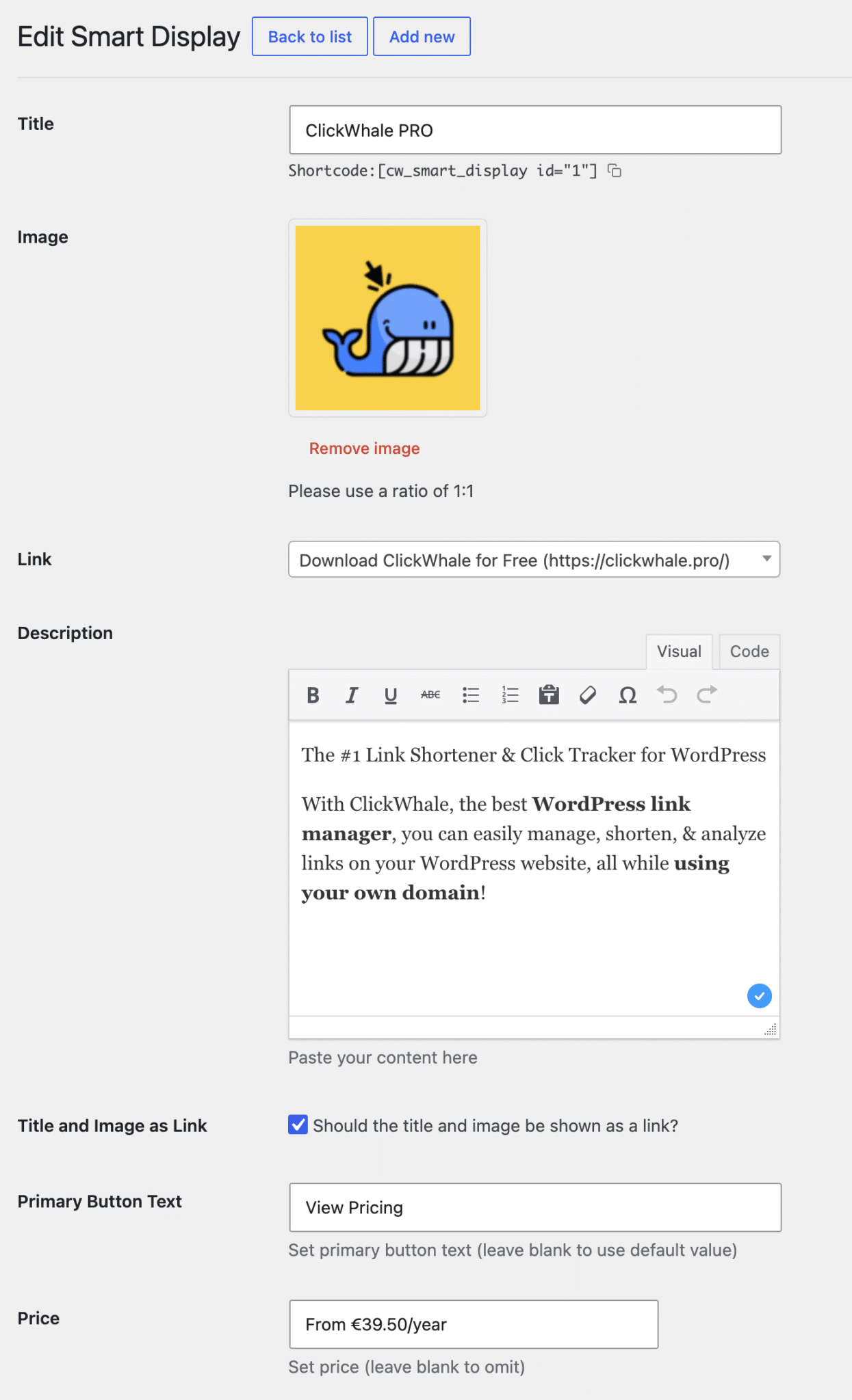 Clickwhale smart display edit